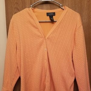 Orange Ralph Lauren button up cardigan